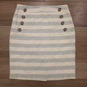 Ann Taylor LOFT Striped Pencil Skirt Size 2 White Blue